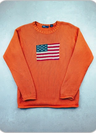 Sweat Pull col rond Ralph Lauren flag USA 100% coton orange taille L, brand: Ralph Lauren, condition: Good, size: L / 40 / 12, €33.90, €36.30 includes Buyer Protection
