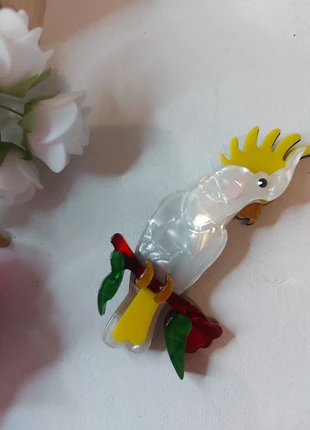 Broche grand perroquet oiseau tropical nacré, brand: vintage kawai, condizioni: Ottime, €8.90, €10.05 include la Protezione acquisti