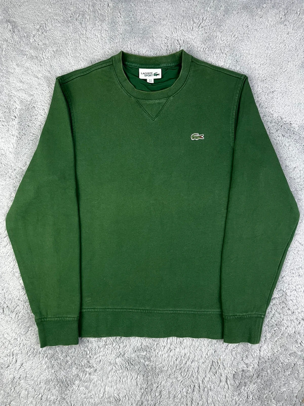 Pull / sweat / sweater / crewneck / felpa / Maglione Lacoste vert logo brodé croco- taille S🐊 3