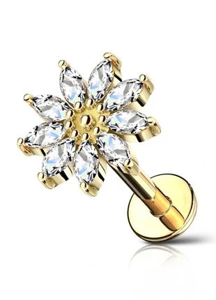 Piercing a forma di fiore con zirconi acciaio 316L, marque: Titanium, état: Neuf avec étiquette, 10,00 €, 11,20 € Protection acheteurs incluse