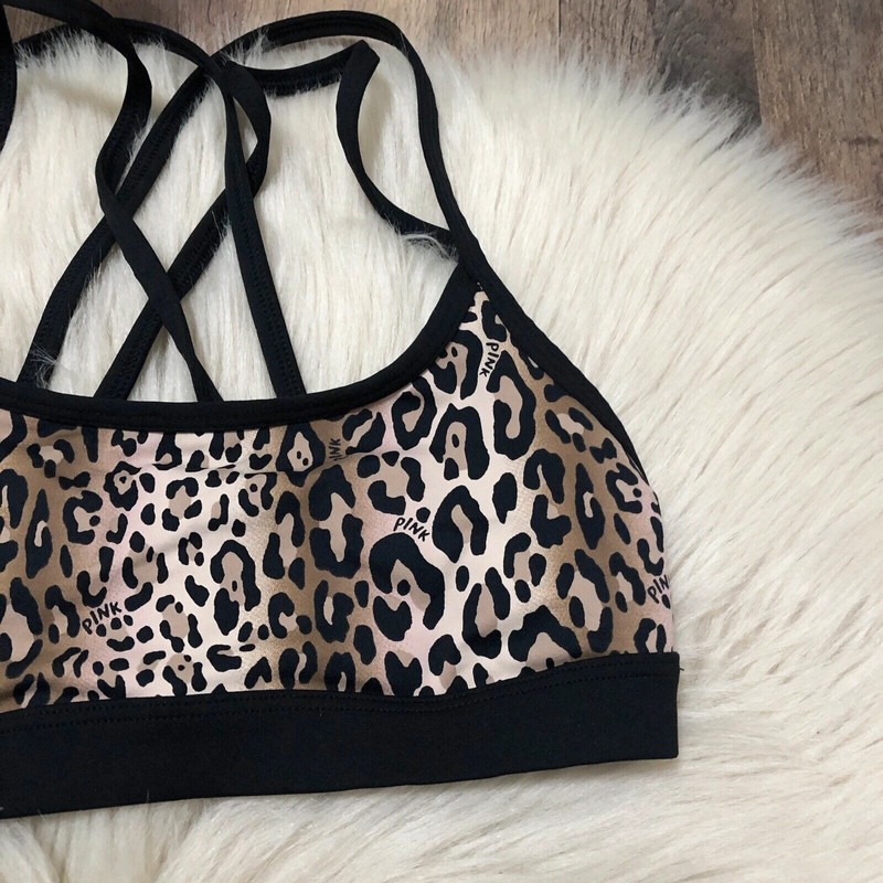 Victoria's Secret Yoga Size XS Leopard Print Strappy Crossback Sports Bra 2