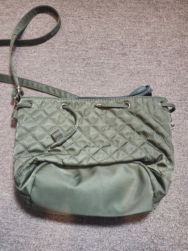 Olive Green Quilted Crossbody Bag 5