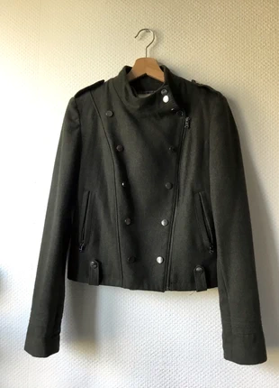 Veste biker vert foncé laine (comme neuve!), brand: Bershka, condition: Very good, size: M / 38 / 10, €22.50, €24.33 includes Buyer Protection