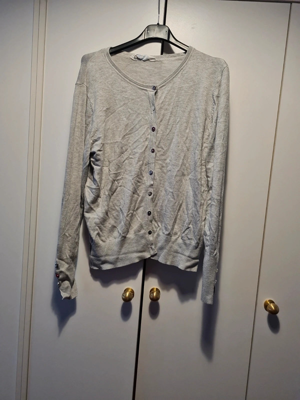 Primark Grey Cardigan with Silver Buttons - Vinted