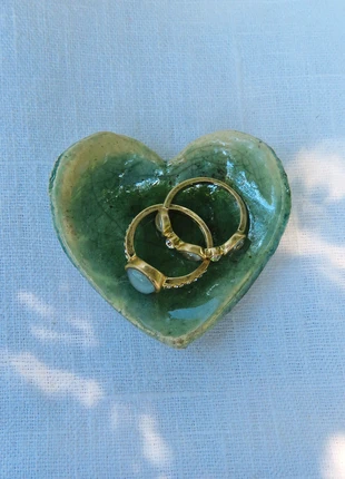 Piattino porta anelli mignon a cuore in ceramica raku con smalto verde turchese, zustand: Sehr gut, 3,90 €, 4,80 € inklusive Vinted-Käuferschutz