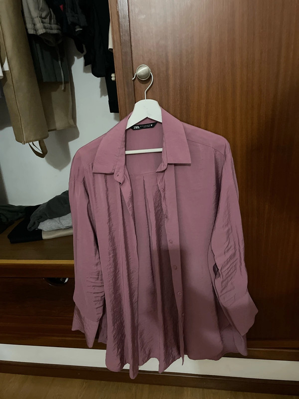 Camisa comprida rosa velho zara 2