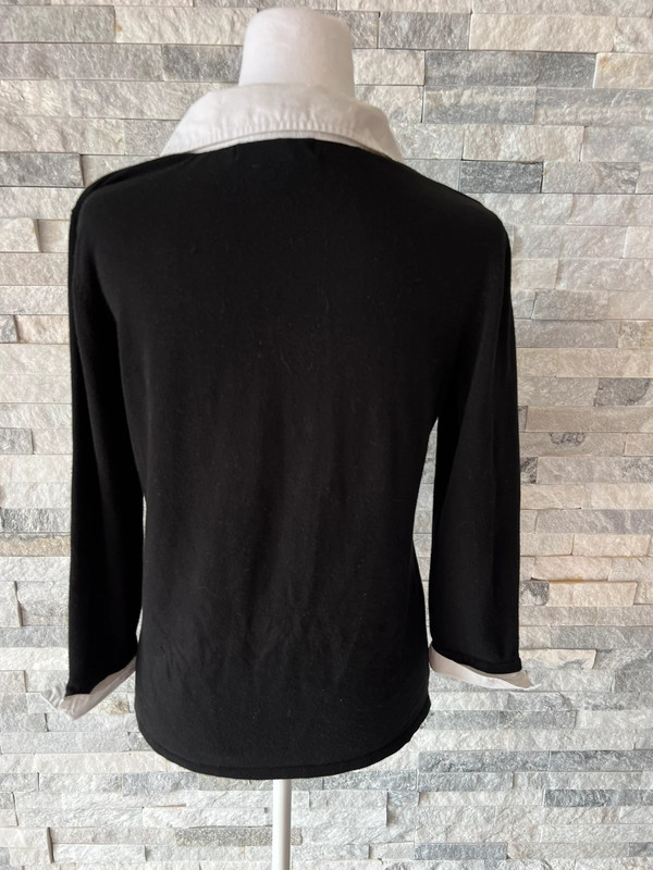 White and black long sleeve collar shirt from Notations 2