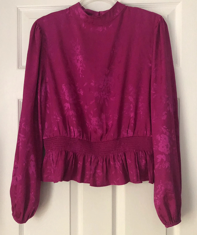 Forever21 + hot pink satin blouse 1