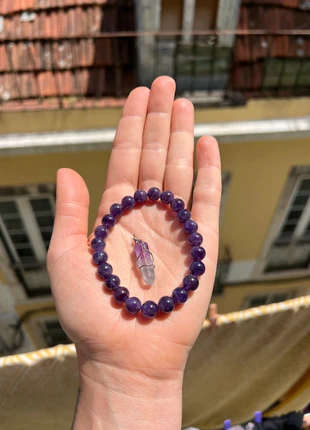 Amethyst natural stone bracelet and pendant charm, estado: Novo sem etiquetas, €11.00, €12.25 inclui Proteção do Comprador