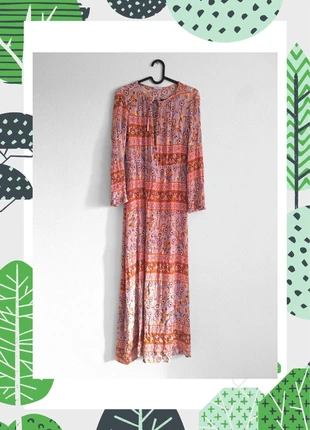 Vestido largo lila y naranja de flores - Robe longue lilas et orange à fleurs (Vila Clothes), marque: Vila, état: Très bon état, taille: S / 36 / 8, 14,99 €, 16,44 € Protection acheteurs incluse