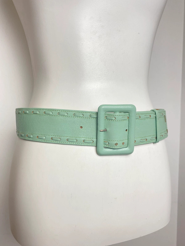 Vintage Gürtel breiter 80er Retro-Stil aus grünem Kunstleder