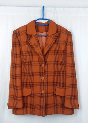 Orange Plaid Oversized Wool Blazer Jacket Vintage 90s Office Siren, brand: Vintage Dressing, condizioni: Buone, taglia: S / IT 40 / EU 36, €15.00, €16.45 include la Protezione acquisti