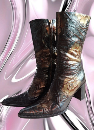 Stivali al polpaccio vintage in pelle lavorata, marque: Vintage Dressing, état: Très bon état, taille: 37, 40,00 €, 42,70 € Protection acheteurs incluse