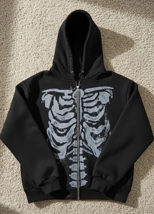 Hoodie noir à capuche – imprimé squelette gothique, marque: GothGoul, état: Très bon état, taille: S / 36 / 8, 41,99 €, 44,79 € Protection acheteurs incluse