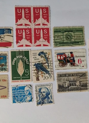 Lot de 16 timbres anciens des États-Unis - Années 50 à 80, état: Bon état, 12,90 €, 14,25 € Protection acheteurs incluse