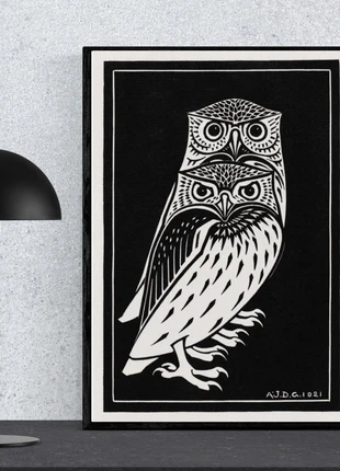 Two Owls – Public Domain Art Print (A4 Glossy 250gsm), brand: Art, condition: New without tags, £5.00, £5.95 includes Buyer Protection Pro