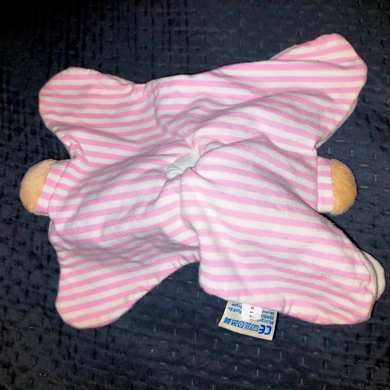 Doudou lapin rose rayé blanc Bout'chou - photo numéro 3