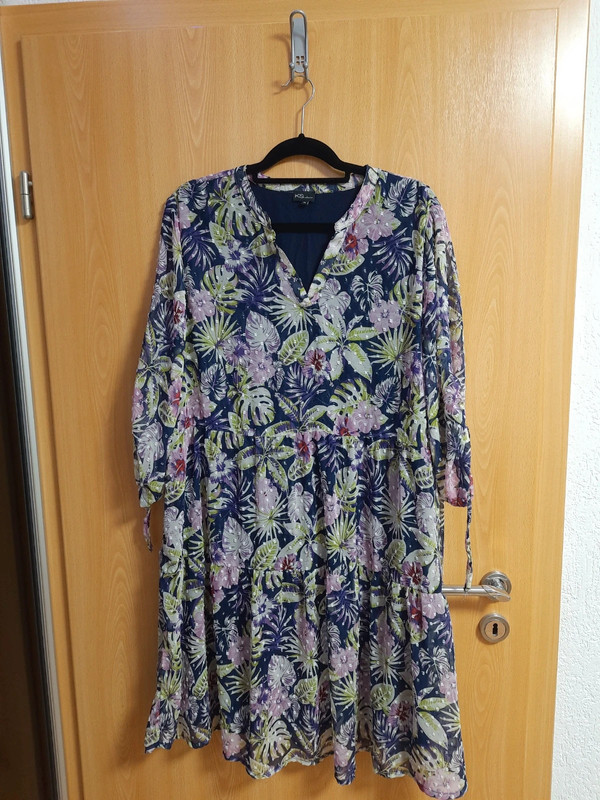 Kleid mit Floralprint Lila Grün 1