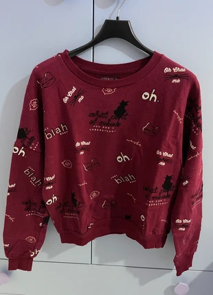 Felpa bordeaux con stampa donna felpa bordeaux a fantasia donna felpa con gatti donna , marke: Bershka, zustand: Sehr gut, größe: S / 36 / 8, 5,00 €, 5,95 € inklusive Vinted-Käuferschutz