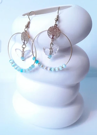 Boucle d'oreilles cercle or et papillon de 5 cm, merk: Fashion Jewelry, staat: Heel goed, € 2,49, € 3,31 inclusief Kopersbescherming