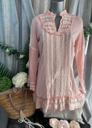 Tunique chemise bohème rose dentelle Place du jour TM (B2), brand: Place du Jour, condition: Very good, size: M / 38 / 10, €17.00, €18.55 includes Buyer Protection