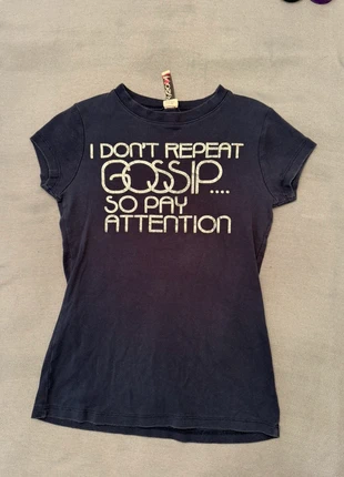 True Vintage Y2K Baby Doll Navy Blue & Silver Gossip T-shirt sz M, brand: other, condition: Very good, size: M / UK 12-14, £16.62, £18.15 includes Buyer Protection