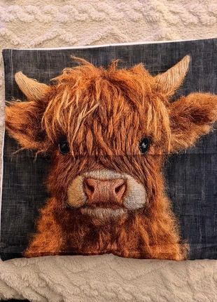 Highland Cow Cushion Cover – 45x45cm – Rustic Farmhouse Style, condition: Like new, size: 45 x 45 cm, £6.20, £7.21 includes Buyer Protection Pro