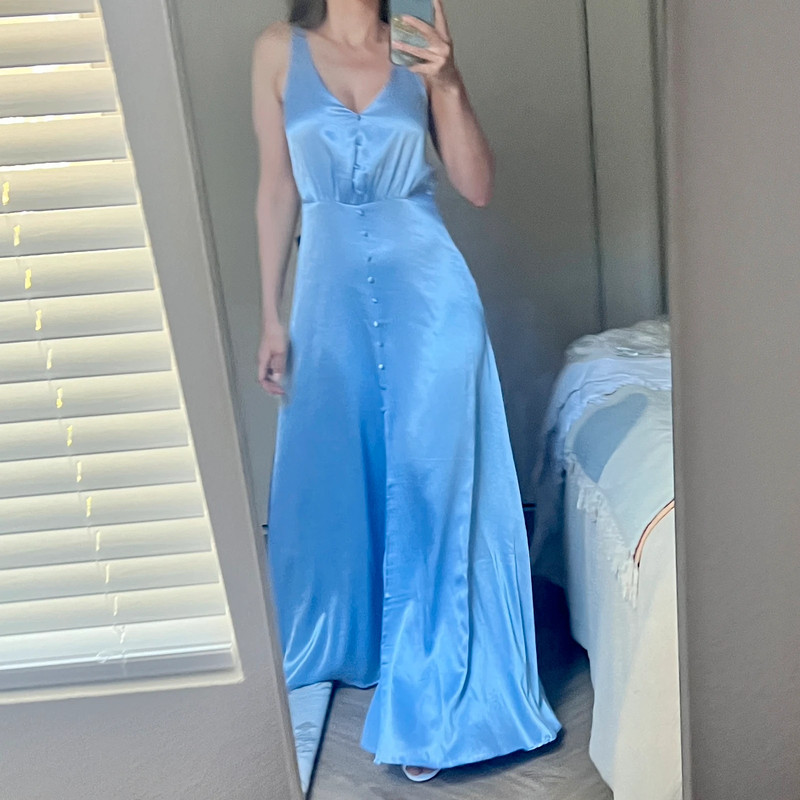 Lulus Powder Blue Dusk Satin Maxi Dress S 2