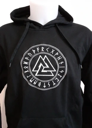 Sweat à capuche noir taille L Broderie viking motif Valknut et runes, merk: Kariban, staat: Heel goed, maat: L, € 18,00, € 19,60 inclusief Kopersbescherming Pro