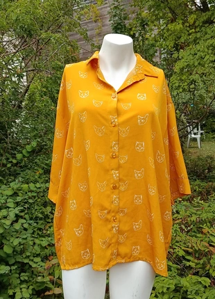 Chemise Monki à imprimé chats, merk: Monki, staat: Nieuw zonder prijskaartje, maat: S / 36 / 8, € 5,00, € 5,95 inclusief Kopersbescherming