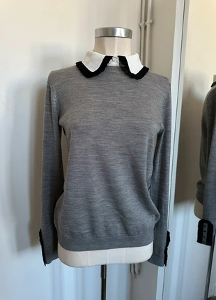 Claudie Pierlot – Pull col Claudine gris et noir, brand: Claudie Pierlot, condition: Very good, size: S / 36 / 8, €70.00, €74.20 includes Buyer Protection