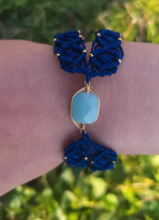 Bracelet en micro-macramé avec pierre Amazonite, condition: New without tags, €19.90, €21.60 includes Buyer Protection Pro