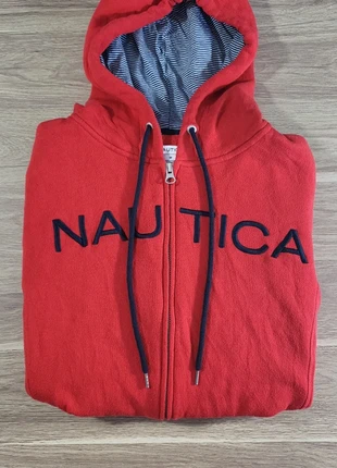 Nautica sweat à capuche rouge femme M zip intégral coton polyester logo brodé, brand: Nautica, condition: Very good, size: M / 38 / 10, €24.00, €25.90 includes Buyer Protection
