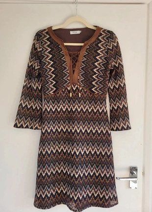 Brown Pattern Dress, brand: Fórmula Joven, condition: Very good, size: S / UK 8-10, £3.00, £3.85 includes Buyer Protection