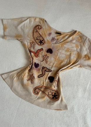 Top en coton à motifs géométriques brodés de sequins - bohème y2k, brand: Top Vintage, condition: Good, size: M / 38 / 10, €10.00, €11.20 includes Buyer Protection Pro