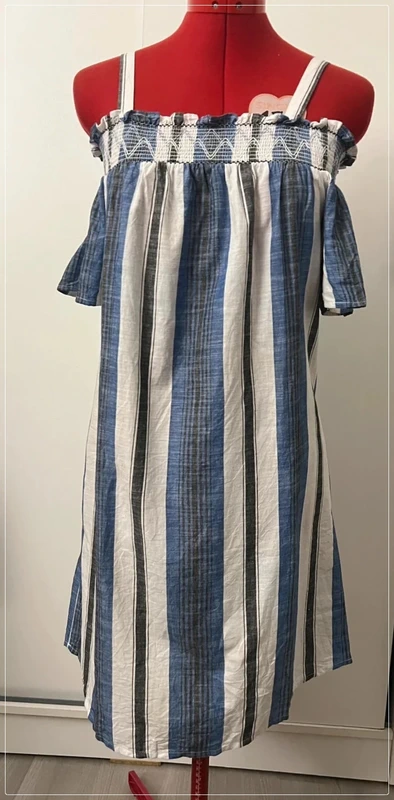 Robe col bardot rayée bleue et blanche Primark