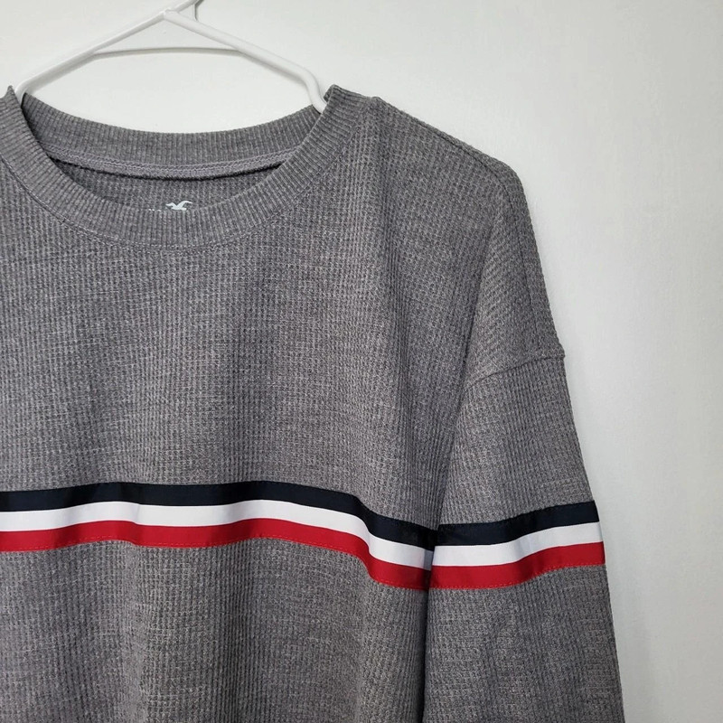 grey striped waffle knit boyfriend tee 1