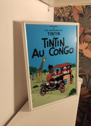 Tintin au Congo cadre avec poster cadeau, 30x21 cms, estado: Muy bueno, 8,00 €, 9,10 € Protección al comprador incluida