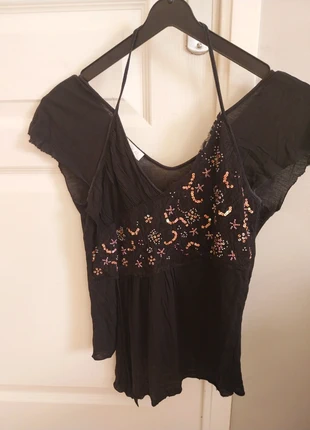 Haut Noir avec motif pailleté Kookai, brand: KOOKAÏ, condition: Very good, size: XXXS / 30 / 2, €4.00, €4.90 includes Buyer Protection