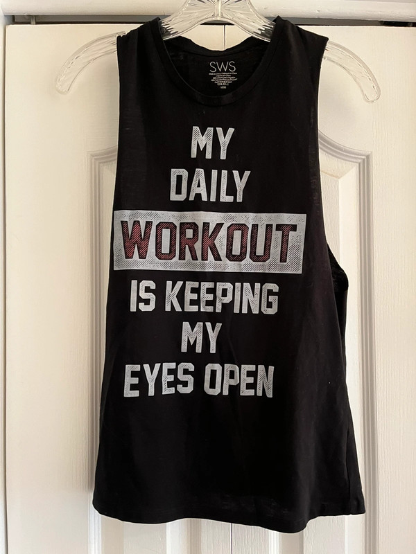 Women’s graphic slogan work out muscle tank top 1