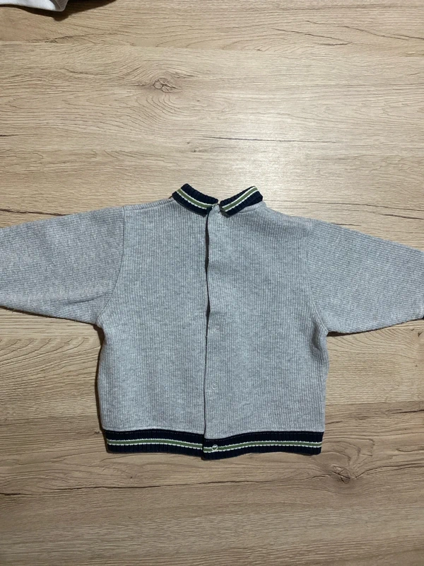 Pull hiver gris col V bébé garçon 6 mois catinimi - photo numéro 4