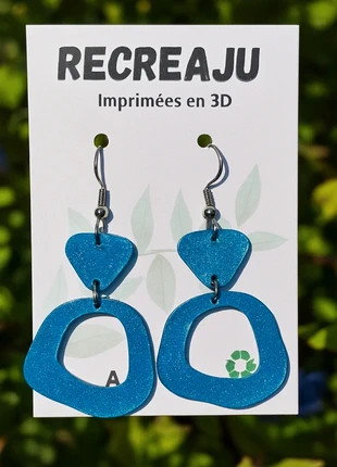 Boucles d'oreilles artisanales PLA, marque: RECREAJU, état: Neuf avec étiquette, 6,00 €, 7,00 € Protection acheteurs (Pro) incluse