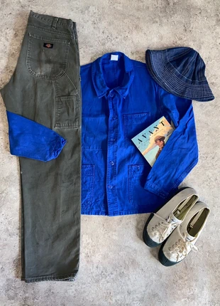 Veste workwear bleu vintage 🇫🇷 années 70 – Unisexe & stylée, merk: Vintage, staat: Heel goed, maat: M, € 45,00, € 47,95 inclusief Kopersbescherming Pro