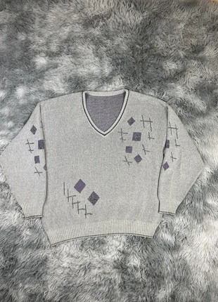 light grey purple pattern vintage sweater argyle style knitwear, marque: Vintage Dressing, état: Très bon état, taille: XL, 10,00 €, 11,20 € Protection acheteurs incluse
