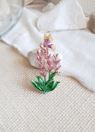 Broche lavande rose et papillon, brand: Flower, condizioni: Ottime, €9.00, €10.15 include la Protezione acquisti Pro