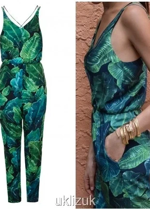 Topshop BNWT green palm floral leaf print jumpsuit, size 8, brand: Topshop, condition: New with tags, size: S / UK 8-10, £12.00, £13.30 includes Buyer Protection