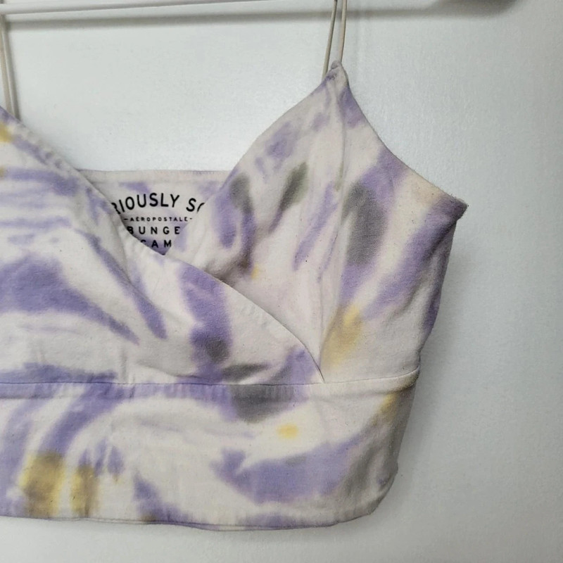purple/yellow/white tie dye bungee cropped cami 2