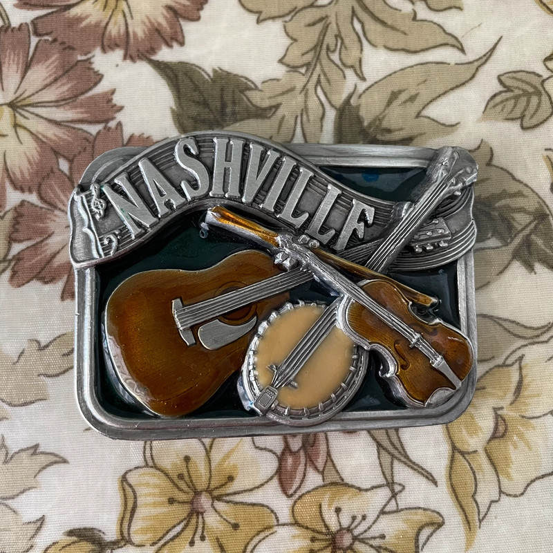 Bergamot Brass Works | Vtg 1984 Nashville Guitar Heavy Duty Metal Belt Buckle 2