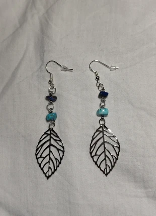 orecchini pendenti foglia pietre naturali (turchese lapislazzuli) acciaio inossidabile argento 925, marca: Mano, estado: Nuevo sin etiquetas, 9,00 €, 10,15 € Protección al comprador incluida