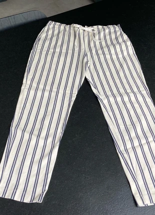 Pantalon crème et rayures bleues marine, marque: MAX&Co., état: Très bon état, taille: L / 40 / 12, 5,00 €, 5,95 € Protection acheteurs incluse